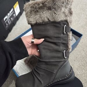 BareTraps Dark Gray Faux Fur Winter Boots
